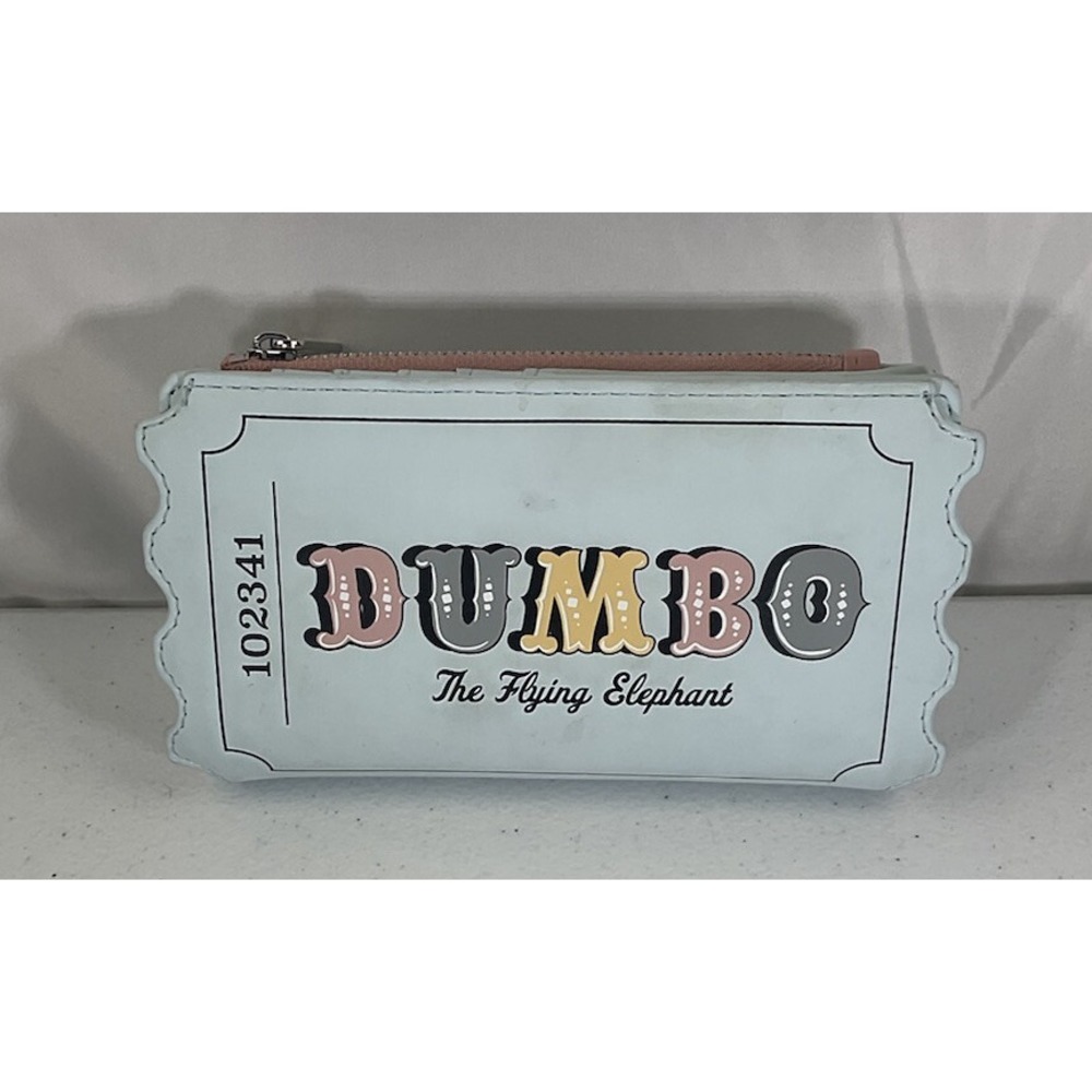 Loungefly Disney Dumbo Girls Ladies Blue Wallet Shaped In A Ticket Circus Style